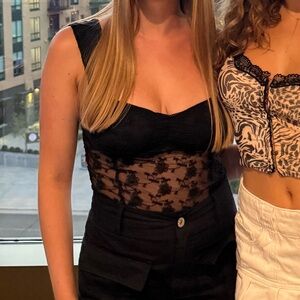 Urban Outfitters Kimchi Blue Black Lace Tank Top